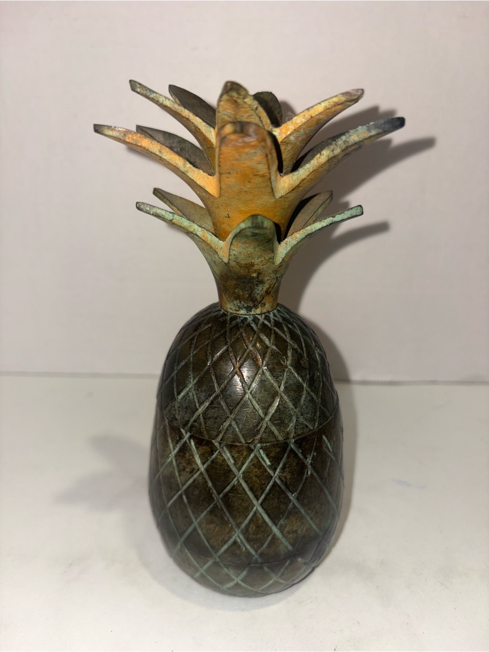 Decorative Brass Pineapple Trinket Box - Patina Finish- India